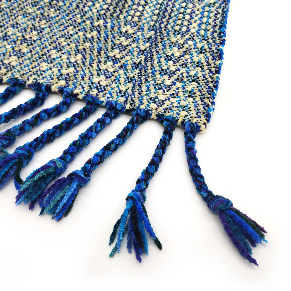 Blue and White Chenille Scarf