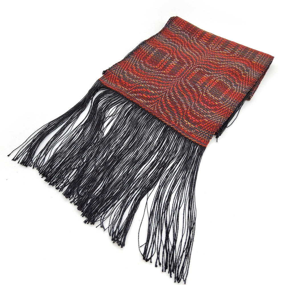 Rippled Red & Grey Tencel Scarf