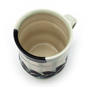 White & Teal Mug With Leaves