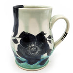 White & Teal Mug With Flower