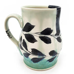 White & Teal Mug With Flower