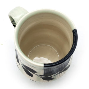 White & Teal Mug With Flower