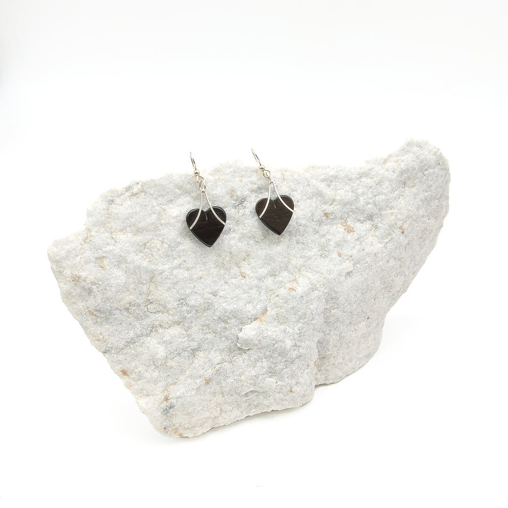 Black Heart and Silver Earrings