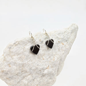 Black Heart and Silver Earrings