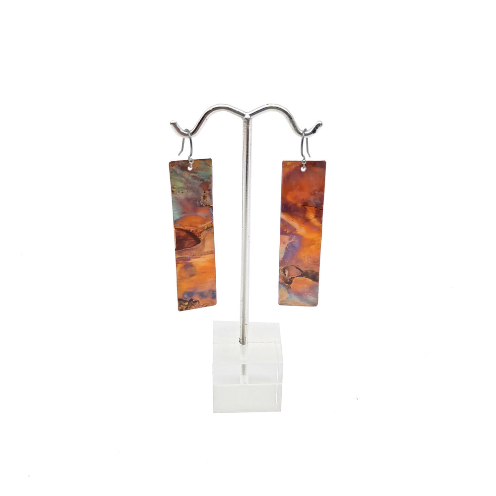 Firepainted Rectangle Tapestry Earrings