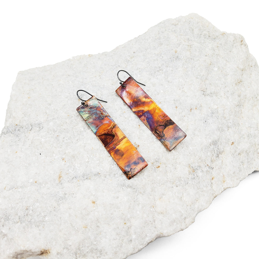 Firepainted Rectangle Tapestry Earrings