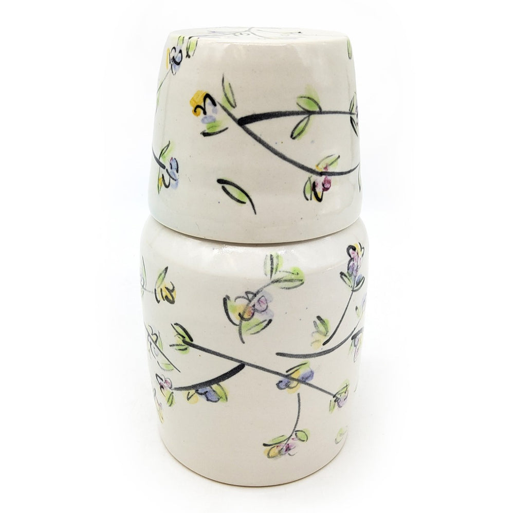 Floral Ceramic Carafe With Cup Lid