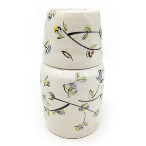 Floral Ceramic Carafe With Cup Lid