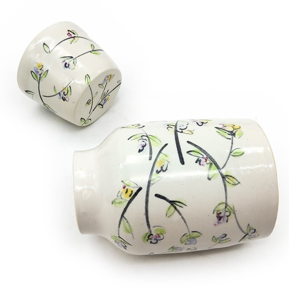 Floral Ceramic Carafe With Cup Lid