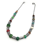 Spiral Silver & Green Lampwork Necklace