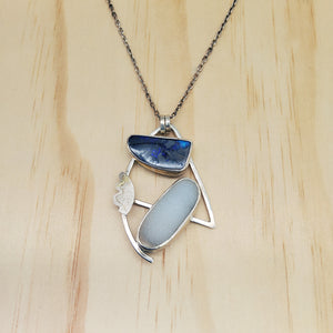 Opal and Druzy Abstract Necklace