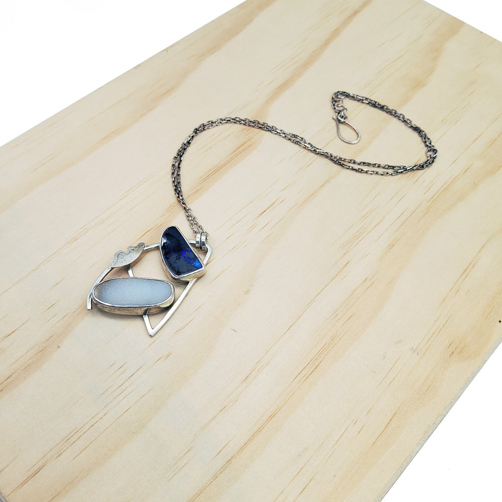 Opal and Druzy Abstract Necklace