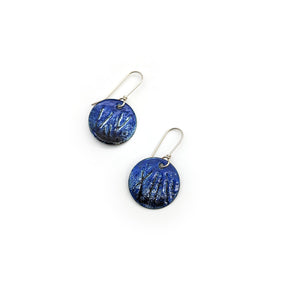 Circular Blue Enamel Earrings
