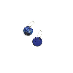 Circular Blue Enamel Earrings