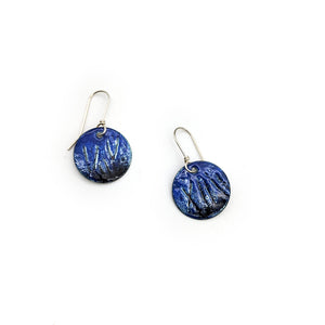 Circular Blue Enamel Earrings