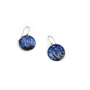 Circular Blue Enamel Earrings