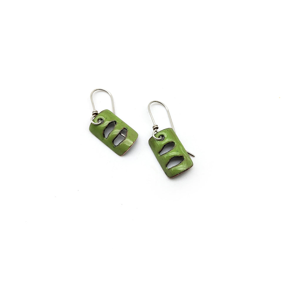 Rectangle Cut Enamel Earrings
