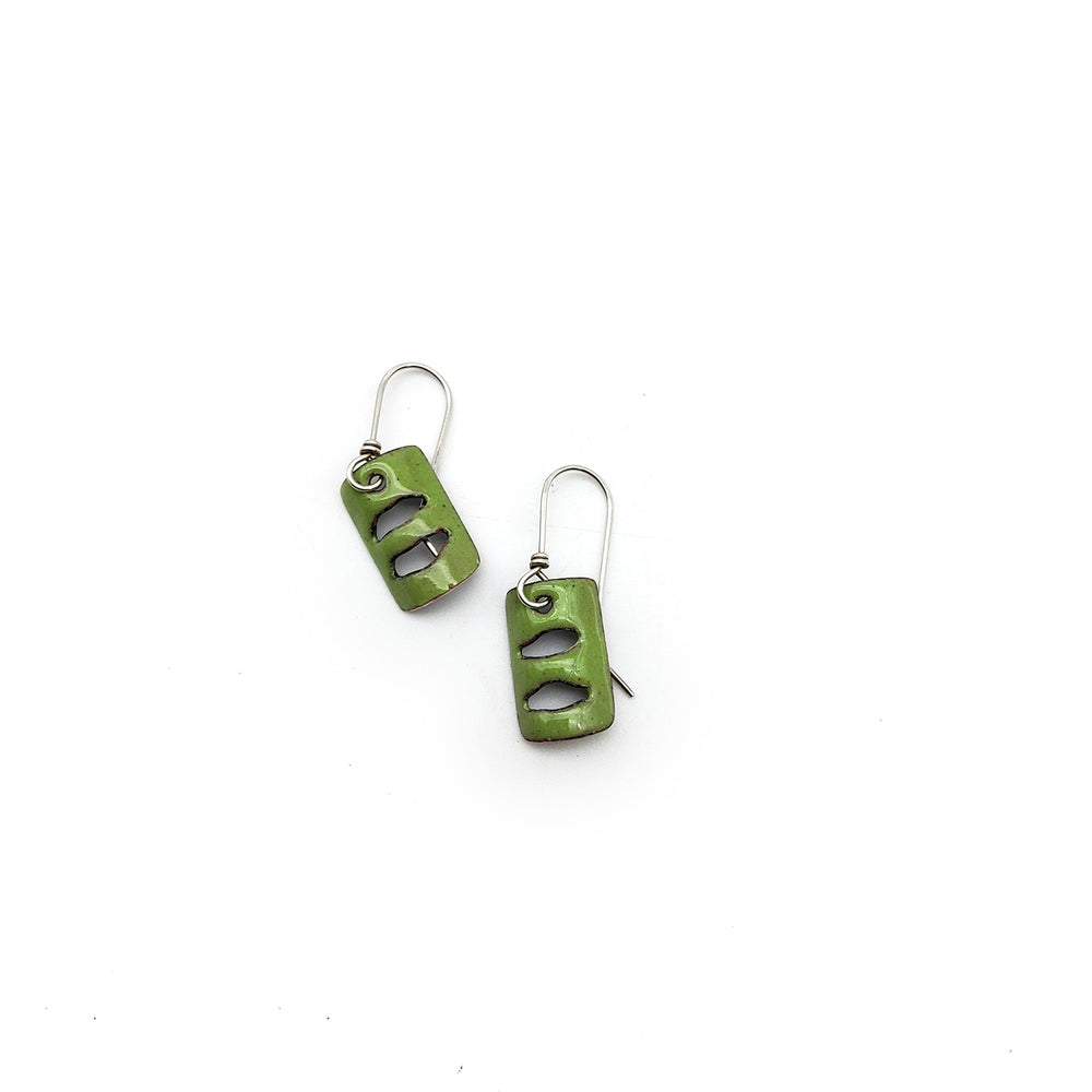 Rectangle Cut Enamel Earrings