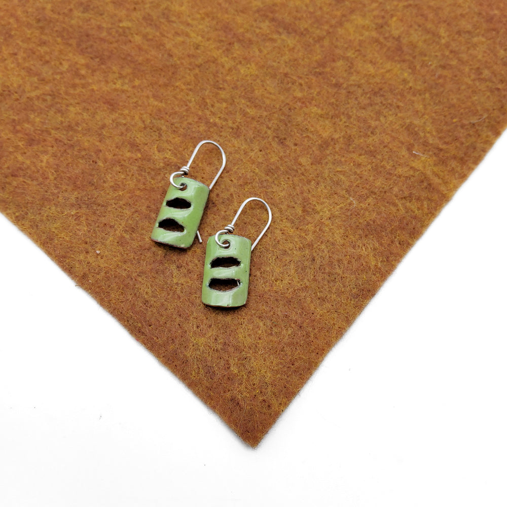 Rectangle Cut Enamel Earrings