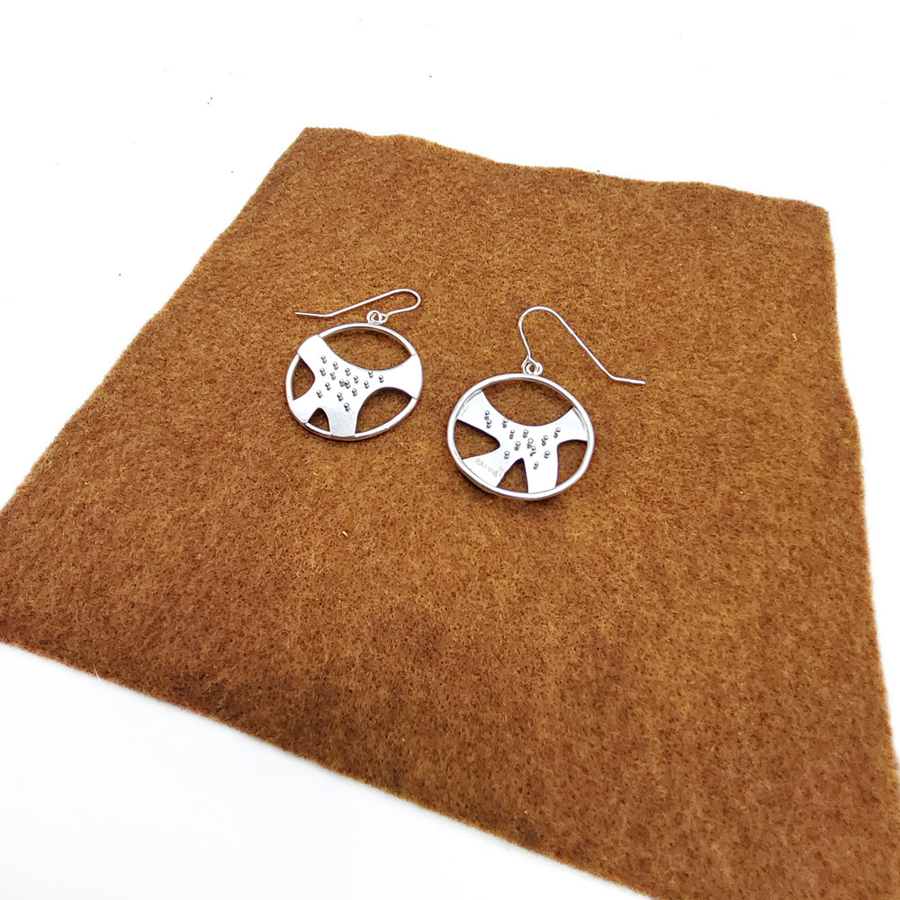 Sterling Silver Studded Plate Earrings