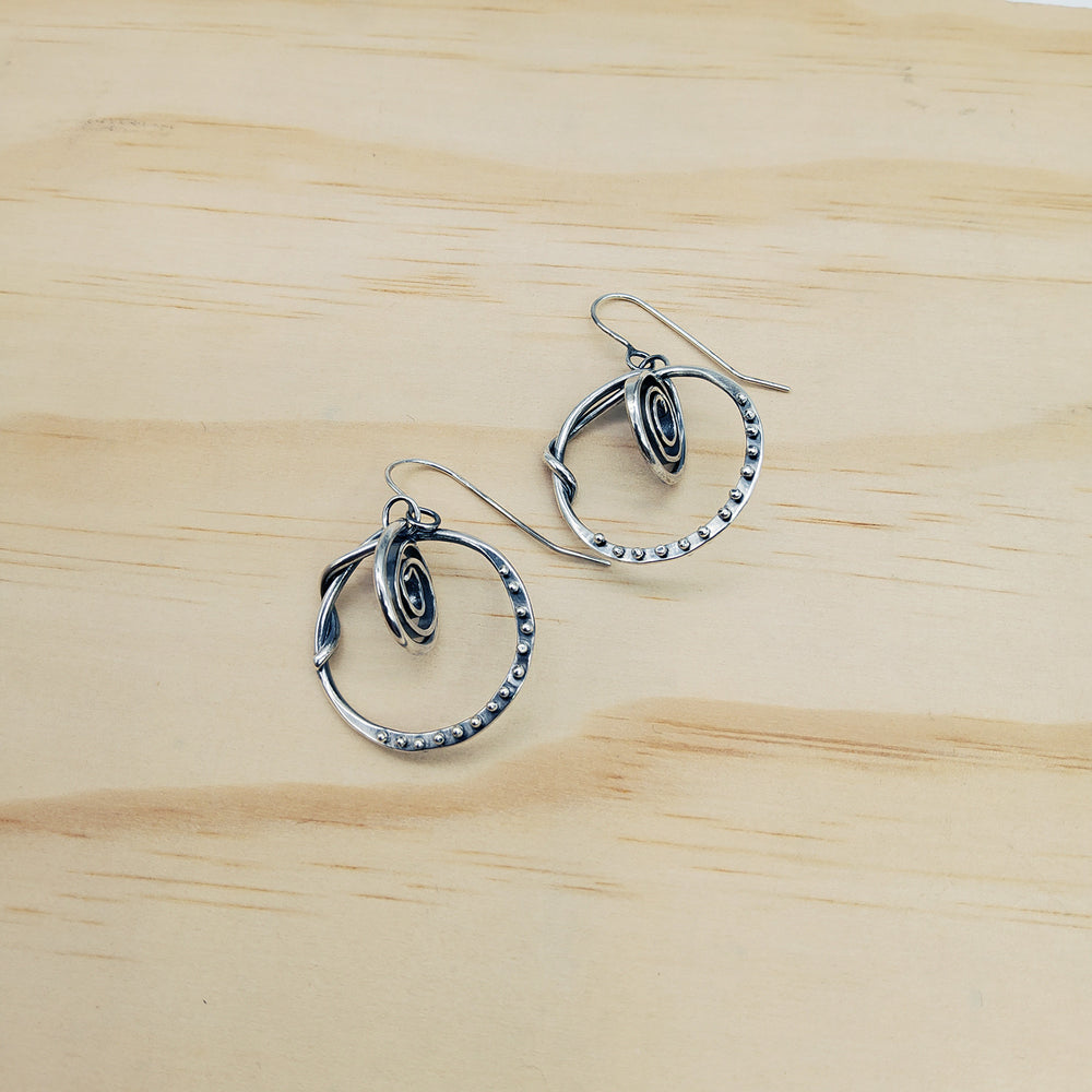 Silver Spiral Ring Earrings