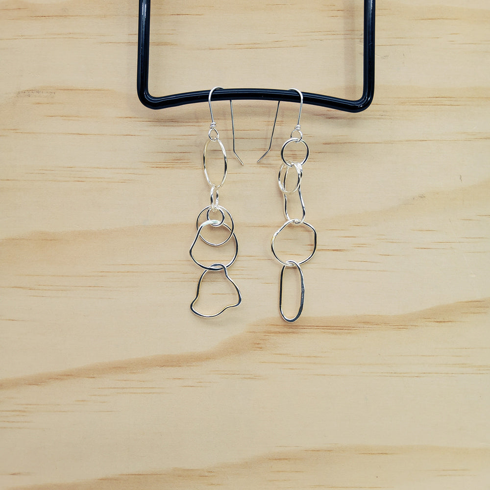 Silver Interlocking Loop Dangle Earrings