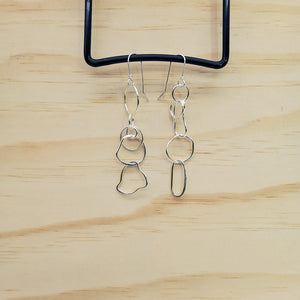 Silver Interlocking Loop Dangle Earrings