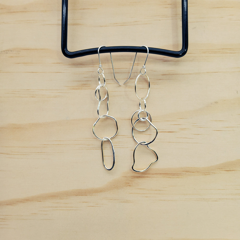 Silver Interlocking Loop Dangle Earrings