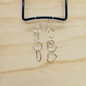 Silver Interlocking Loop Dangle Earrings