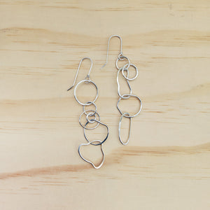 Silver Interlocking Loop Dangle Earrings
