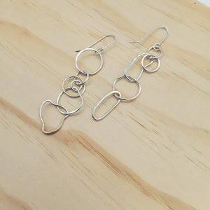 Silver Interlocking Loop Dangle Earrings