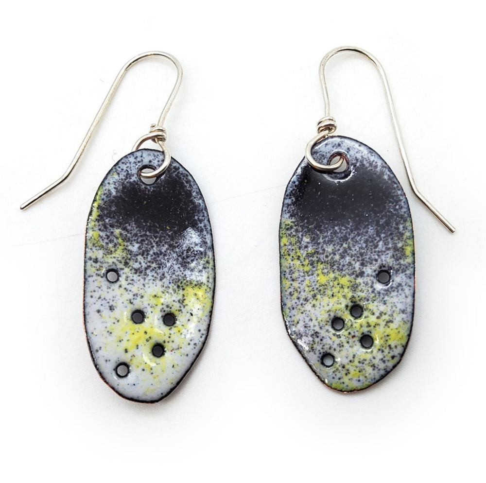Black & Yellow Punched Enamel Earrings