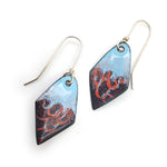Blue and Red Enamel Diamond Earrings