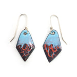 Blue and Red Enamel Diamond Earrings