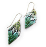 Green & White Enamel Diamond Earrings