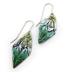 Green & White Enamel Diamond Earrings
