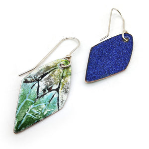 Green & White Enamel Diamond Earrings
