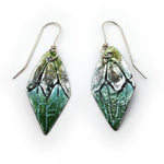 Green & White Enamel Diamond Earrings