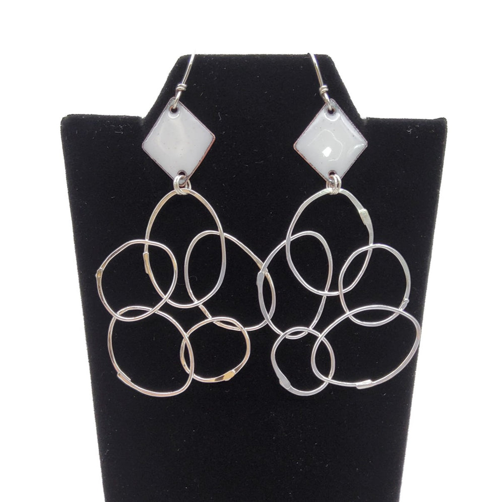 Enamel & Sterling Silver Dangle Earrings