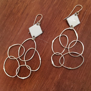 Enamel & Sterling Silver Dangle Earrings