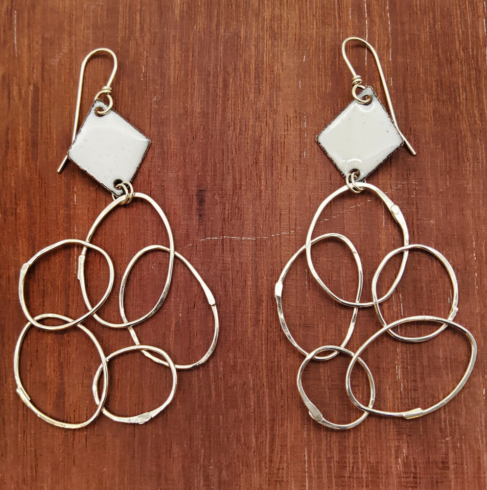 Enamel & Sterling Silver Dangle Earrings