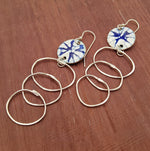 Enamel & Silver Loop Dangle Earrings