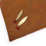 Carnelian Long Oval Brass Earrings