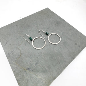 Emerald and Silver Ring Earrings