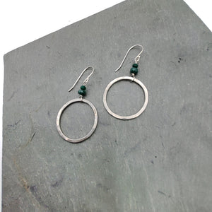 Emerald and Silver Ring Earrings