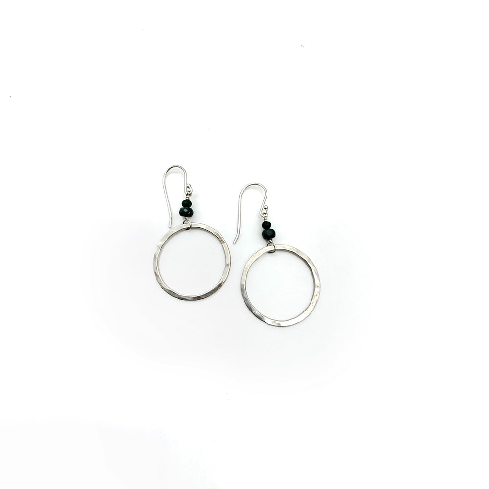 Emerald and Silver Ring Earrings