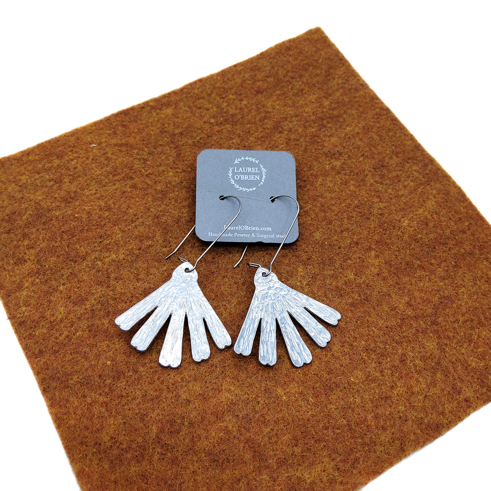 Pewter Stamped Flower Earrings