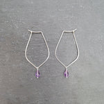 Silver and Amethyst Hoop Earrings