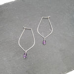 Silver and Amethyst Hoop Earrings
