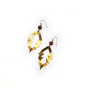 Sunstone and Brass Leaf Earrings